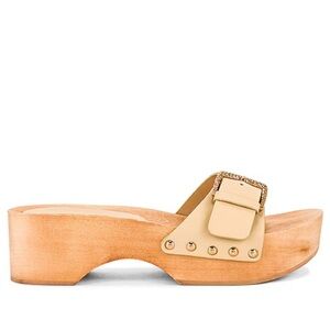 NEW Ulla Johnson Sicily Sandals Slides Wood in Deserto Flatform Clogs Shoes 7.5
